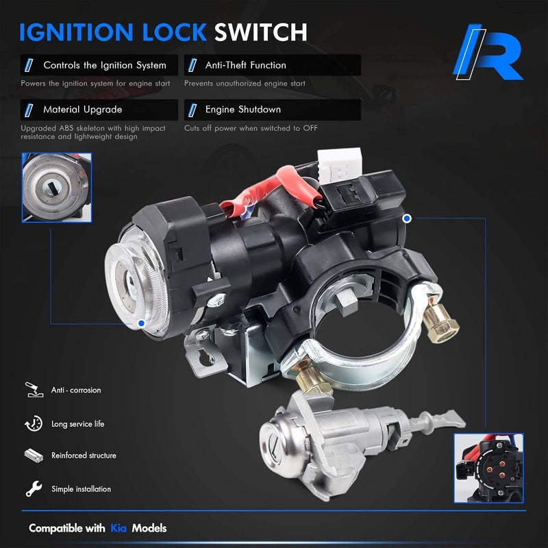 RHAOCZIYAUTO 81905-2T040 Ignition Lock Switch Assembly with Door Lock Cylinder & Keys Fit for Kia Optima 2011-2015, Ignition Lock Cylinder with Housing Replace# 81970-2TA00, 81900-2TD00 - Image 3